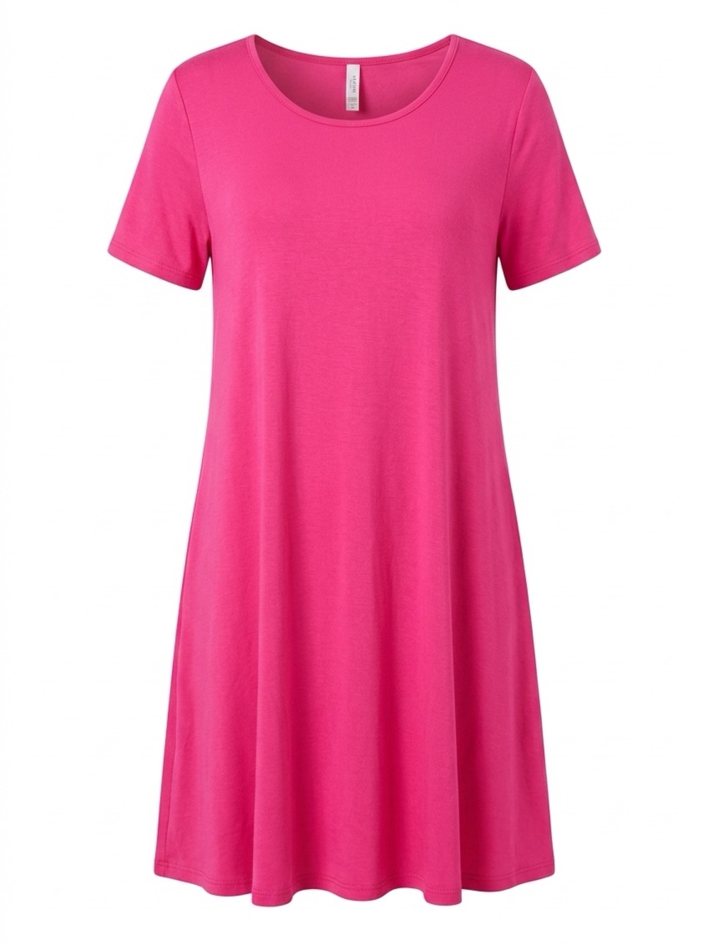 Women's Scoop Neck Short Sleeve Dress - Hot Pink